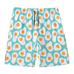 Blue Fried Eggs Pattern Print Men's Swim Trunks