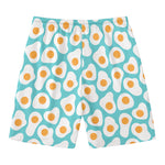 Blue Fried Eggs Pattern Print Men's Swim Trunks