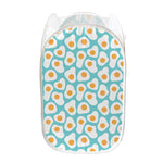 Blue Fried Eggs Pattern Print Mesh Laundry Hamper
