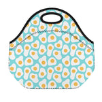 Blue Fried Eggs Pattern Print Neoprene Lunch Bag
