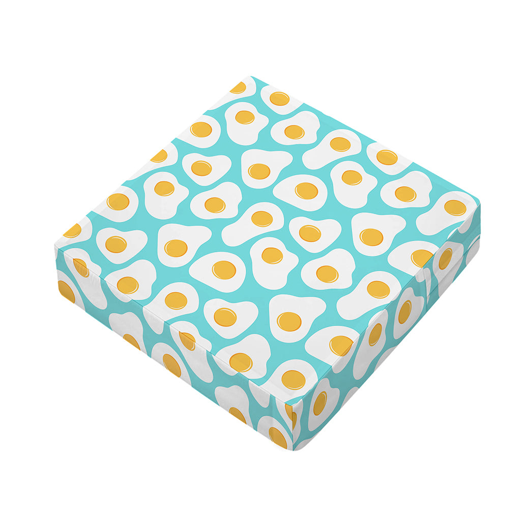 Blue Fried Eggs Pattern Print Outdoor Seat Cushion Cover
