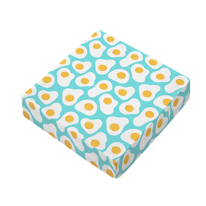 Blue Fried Eggs Pattern Print Outdoor Seat Cushion Cover