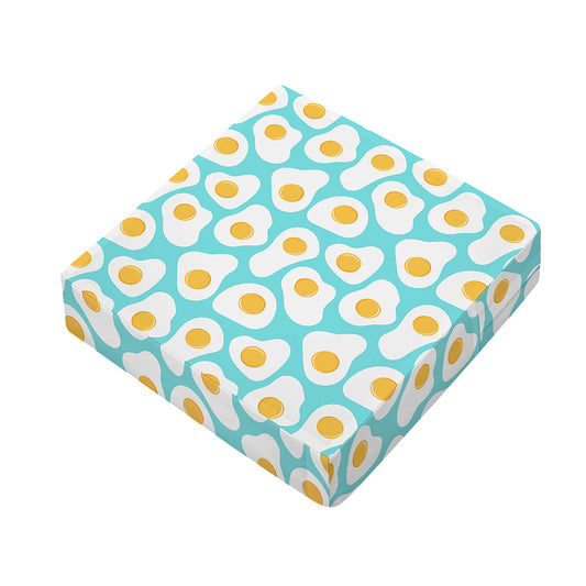 Blue Fried Eggs Pattern Print Outdoor Seat Cushion Cover