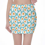 Blue Fried Eggs Pattern Print Pencil Mini Skirt