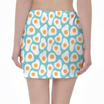 Blue Fried Eggs Pattern Print Pencil Mini Skirt