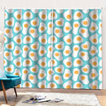 Blue Fried Eggs Pattern Print Pencil Pleat Curtains