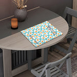 Blue Fried Eggs Pattern Print Placemat