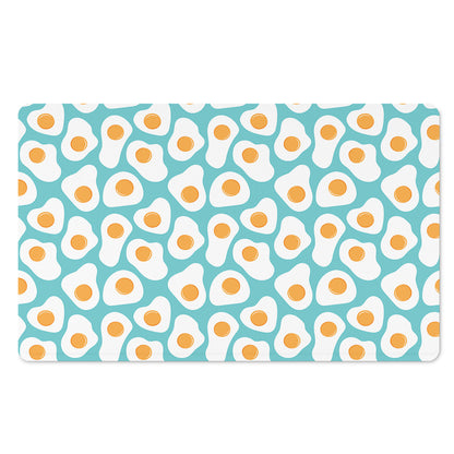 Blue Fried Eggs Pattern Print Polyester Doormat