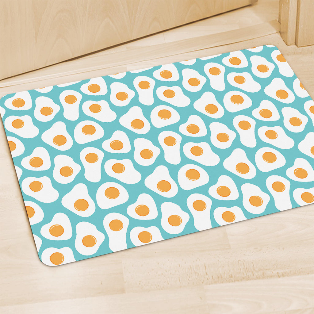 Blue Fried Eggs Pattern Print Polyester Doormat