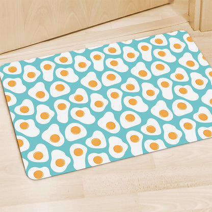 Blue Fried Eggs Pattern Print Polyester Doormat