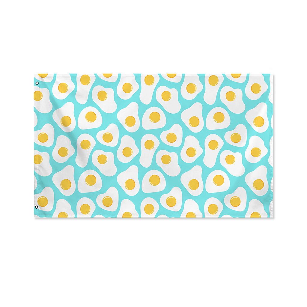 Blue Fried Eggs Pattern Print Polyester Flag