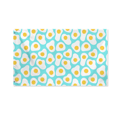 Blue Fried Eggs Pattern Print Polyester Flag