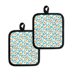 Blue Fried Eggs Pattern Print Pot Holders