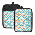 Blue Fried Eggs Pattern Print Pot Holders With Pocket