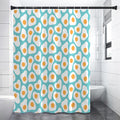 Blue Fried Eggs Pattern Print Premium Shower Curtain