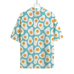 Blue Fried Eggs Pattern Print Rayon Hawaiian Shirt