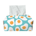 Blue Fried Eggs Pattern Print Rectangle Tissue Box Cover