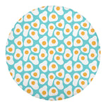 Blue Fried Eggs Pattern Print Round Blanket
