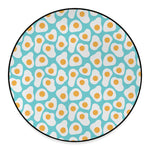 Blue Fried Eggs Pattern Print Round Floor Mat