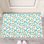 Blue Fried Eggs Pattern Print Rubber Doormat