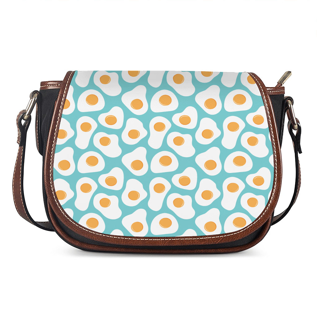 Blue Fried Eggs Pattern Print Saddle Bag