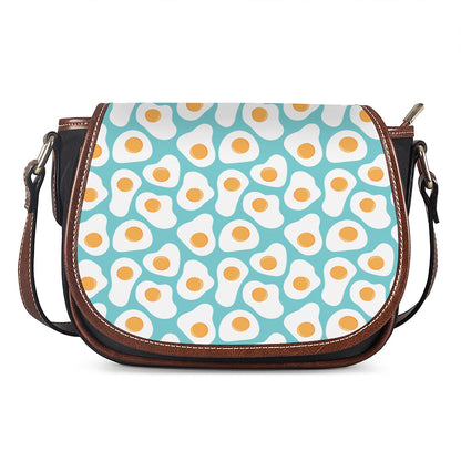 Blue Fried Eggs Pattern Print Saddle Bag