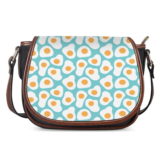 Blue Fried Eggs Pattern Print Saddle Bag
