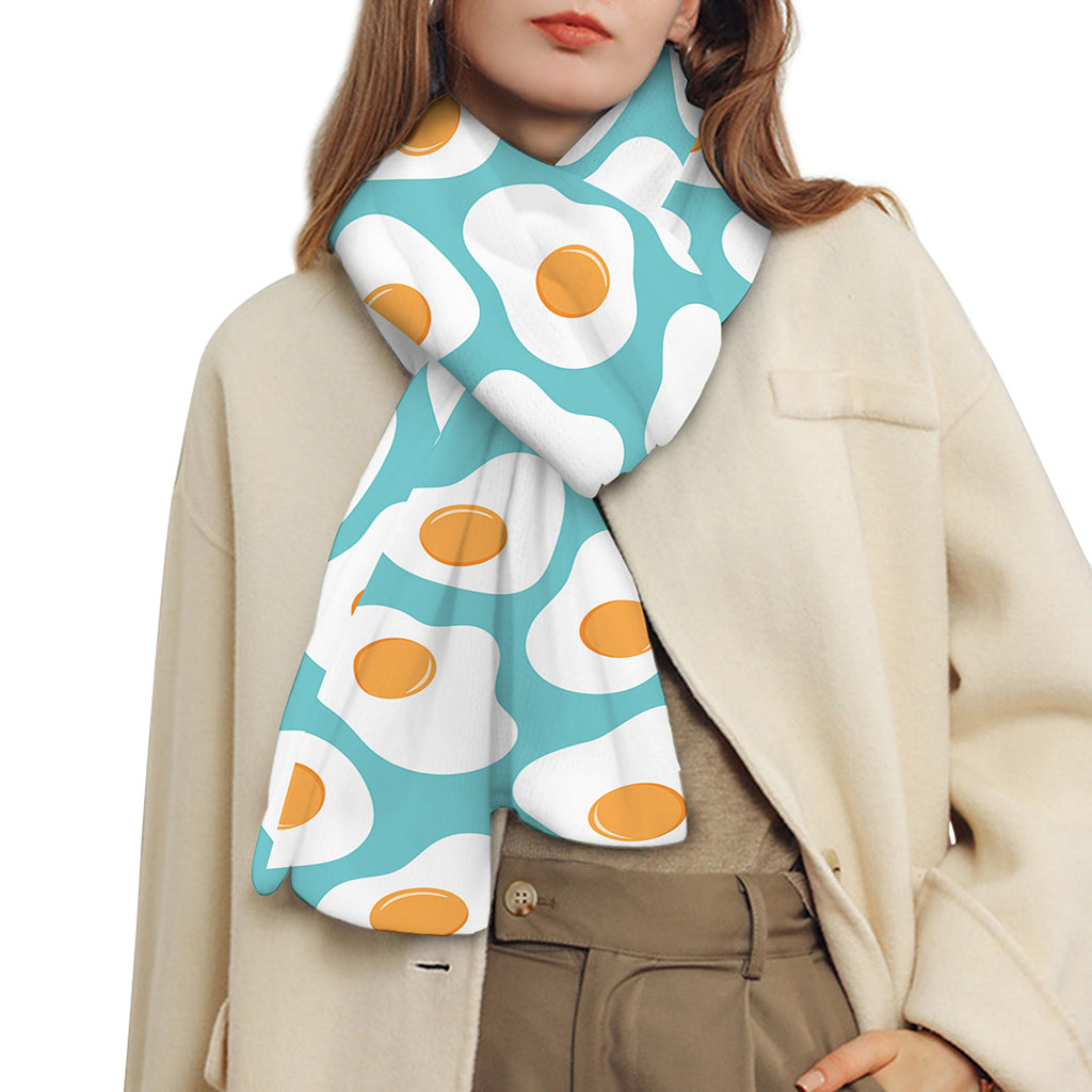 Blue Fried Eggs Pattern Print Scarf