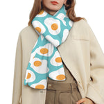 Blue Fried Eggs Pattern Print Scarf