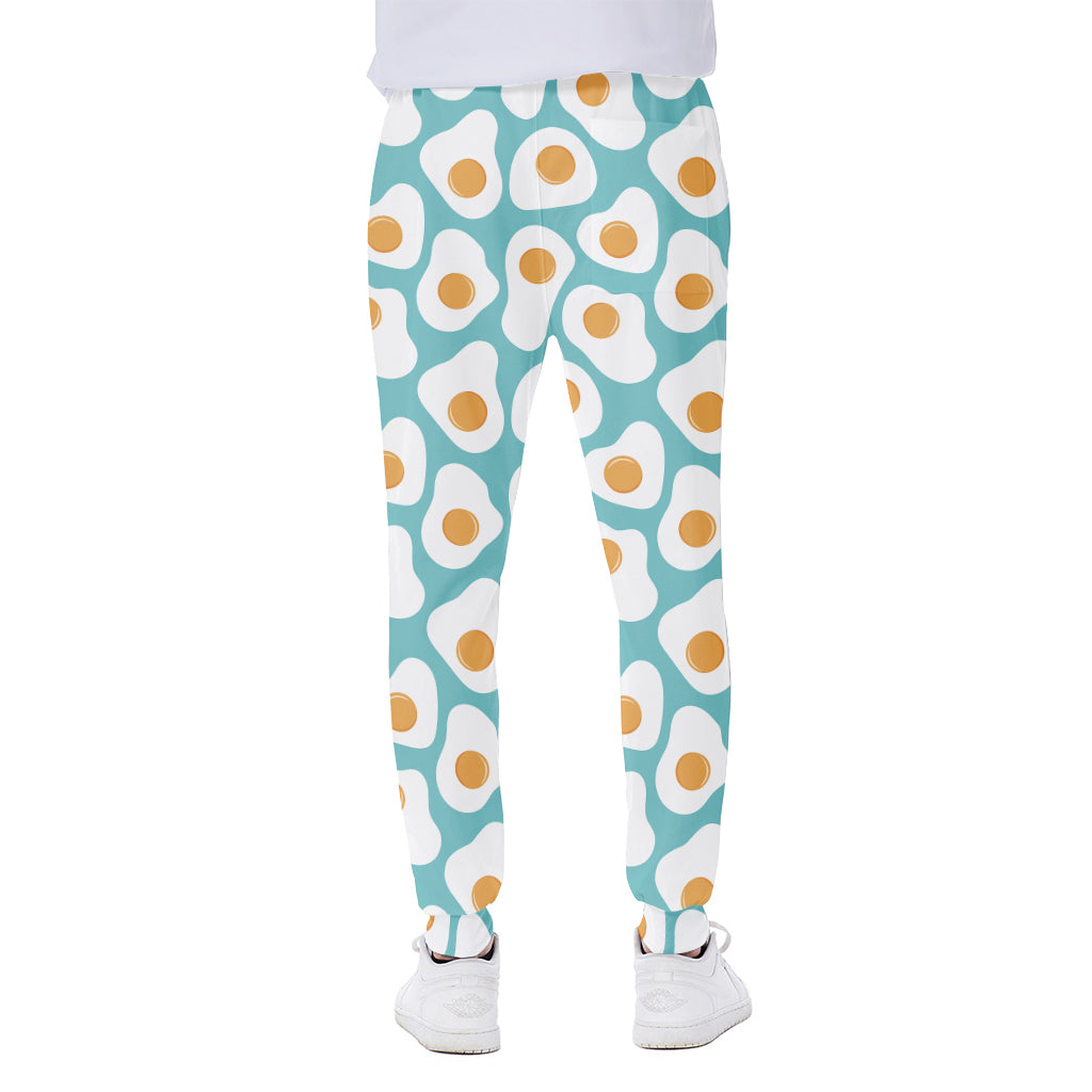 Blue Fried Eggs Pattern Print Scuba Joggers