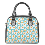 Blue Fried Eggs Pattern Print Shoulder Handbag