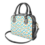 Blue Fried Eggs Pattern Print Shoulder Handbag