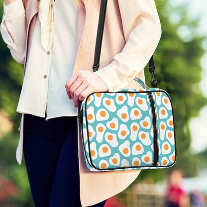 Blue Fried Eggs Pattern Print Shoulder Strap Bible Bag