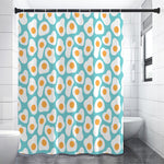 Blue Fried Eggs Pattern Print Shower Curtain