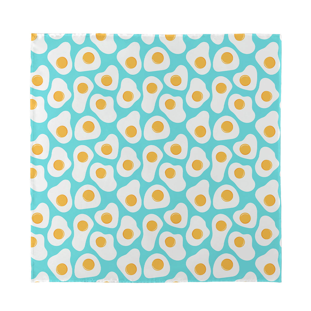 Blue Fried Eggs Pattern Print Silk Bandana