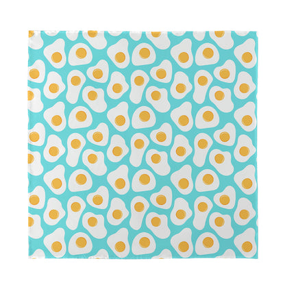 Blue Fried Eggs Pattern Print Silk Bandana