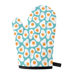 Blue Fried Eggs Pattern Print Single Oven Mitt