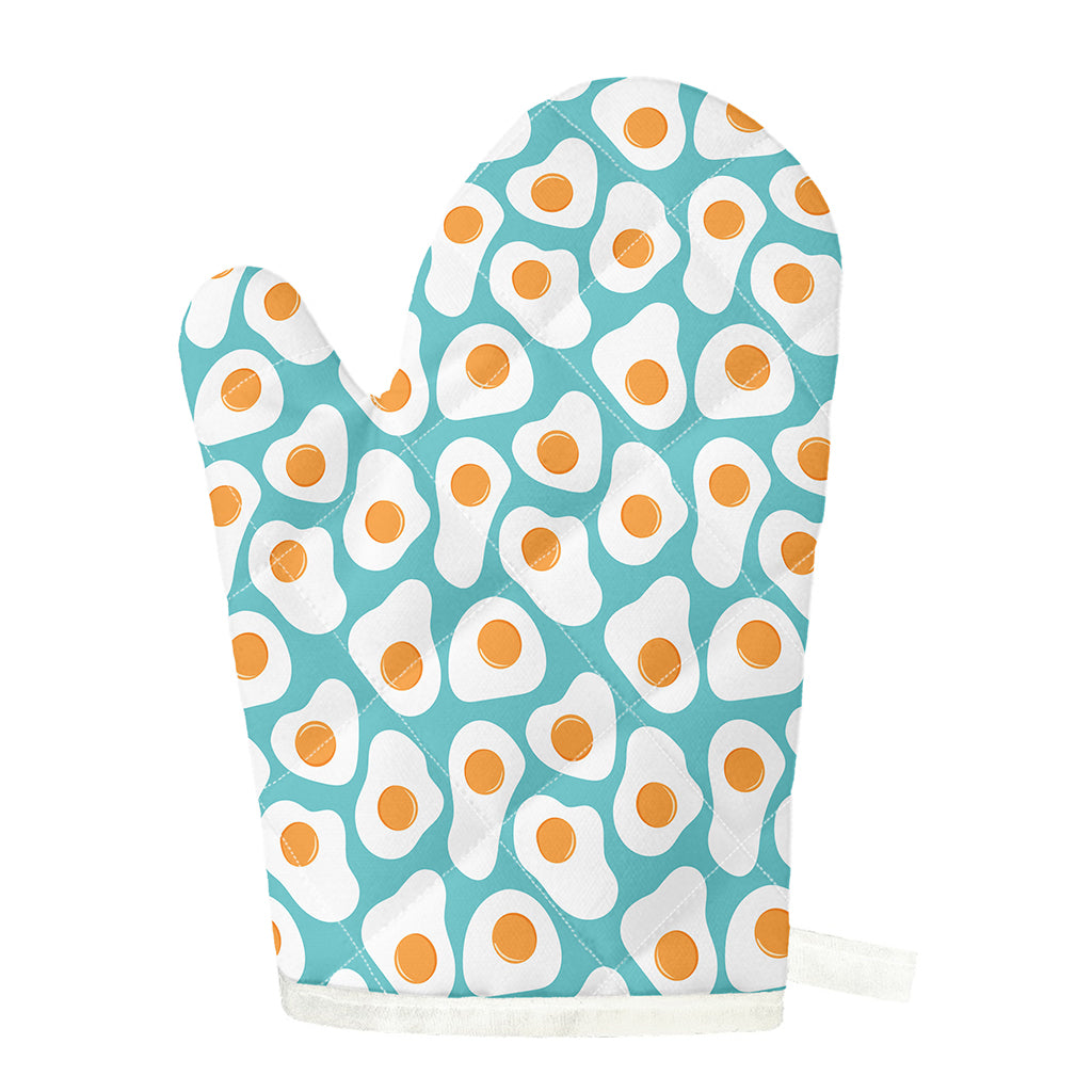 Blue Fried Eggs Pattern Print Single Oven Mitt