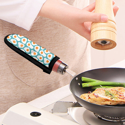 Blue Fried Eggs Pattern Print Skillet Handle Cover