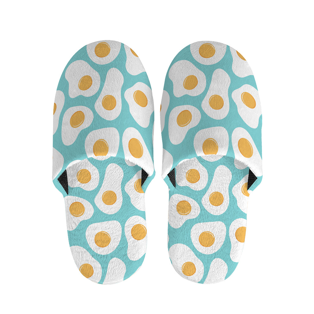 Blue Fried Eggs Pattern Print Slippers