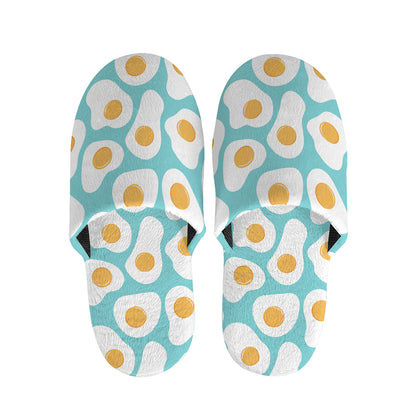 Blue Fried Eggs Pattern Print Slippers