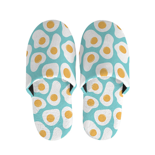 Blue Fried Eggs Pattern Print Slippers