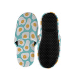 Blue Fried Eggs Pattern Print Slippers