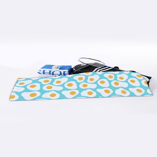 Blue Fried Eggs Pattern Print Sports Towel