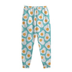 Blue Fried Eggs Pattern Print Sweatpants
