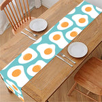 Blue Fried Eggs Pattern Print Table Runner