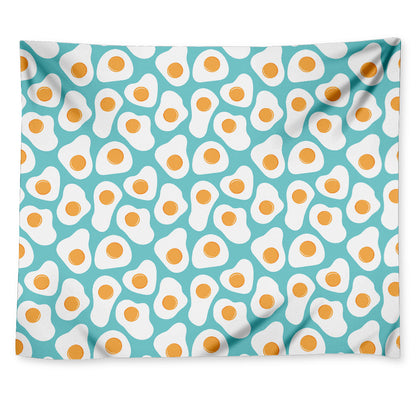Blue Fried Eggs Pattern Print Tapestry