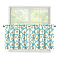 Blue Fried Eggs Pattern Print Tier Curtains