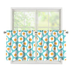 Blue Fried Eggs Pattern Print Tier Curtains