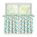 Blue Fried Eggs Pattern Print Tier Curtains